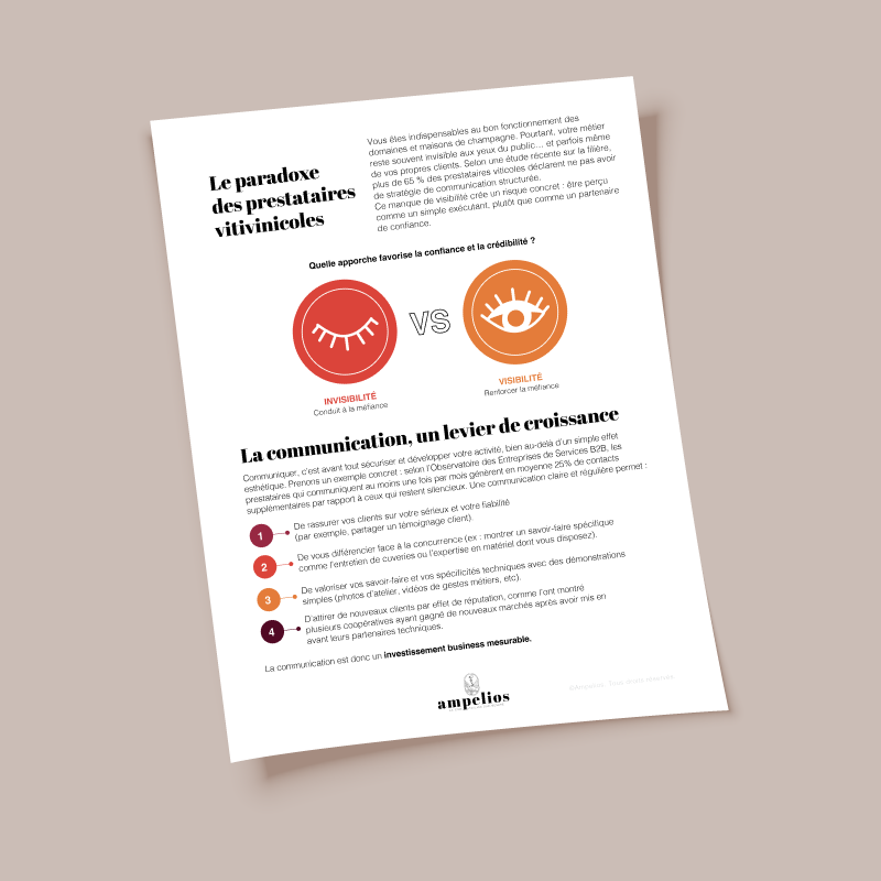 Guide Ampelios pour aider les prestataires du vin et du champagne à renforcer leur visibilité et leur communication