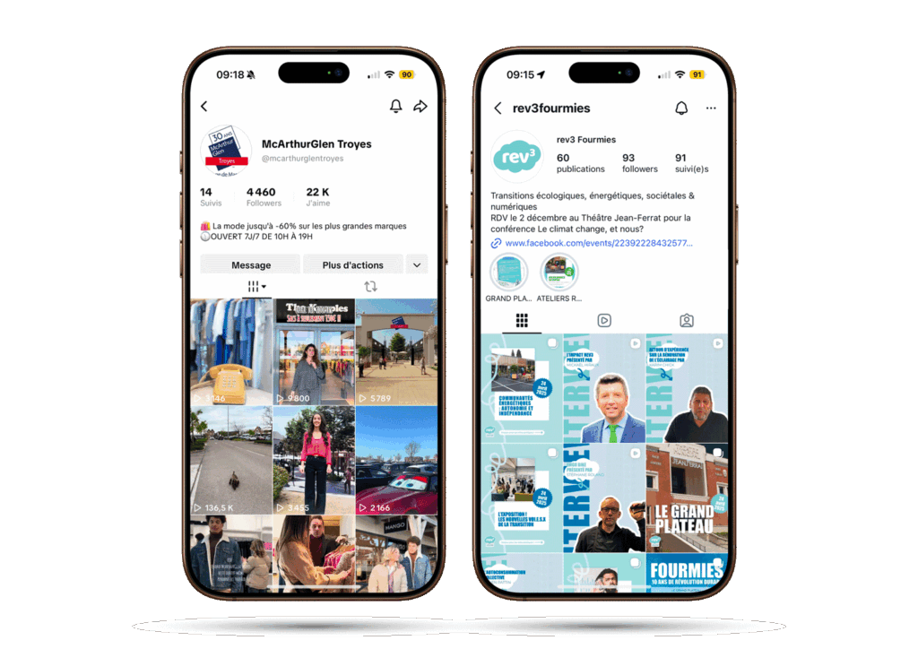 mockup réseaux sociaux Fourmies McArthurGlen Troyes